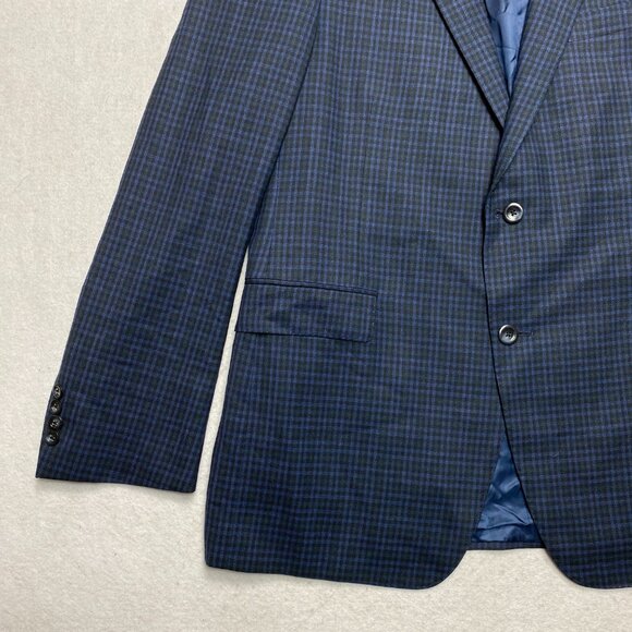 Samuelsohn Sport Coat Mens 44 Tall Blue Check Ermenegildo Zegna Fabric Jacket - Picture 4 of 14